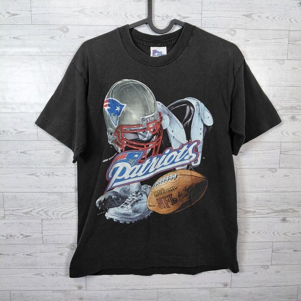 Vintage Pro Player New England Patriots Shirt Youth LARGE Black Short Sleeve